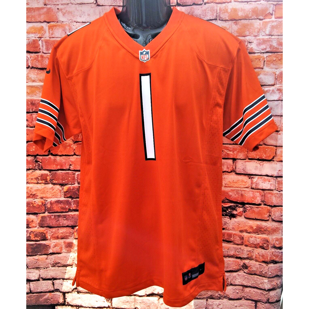 Nike On Field Justin Fields #1 Chicago Bears Jersey Orange Youth XL Mens S